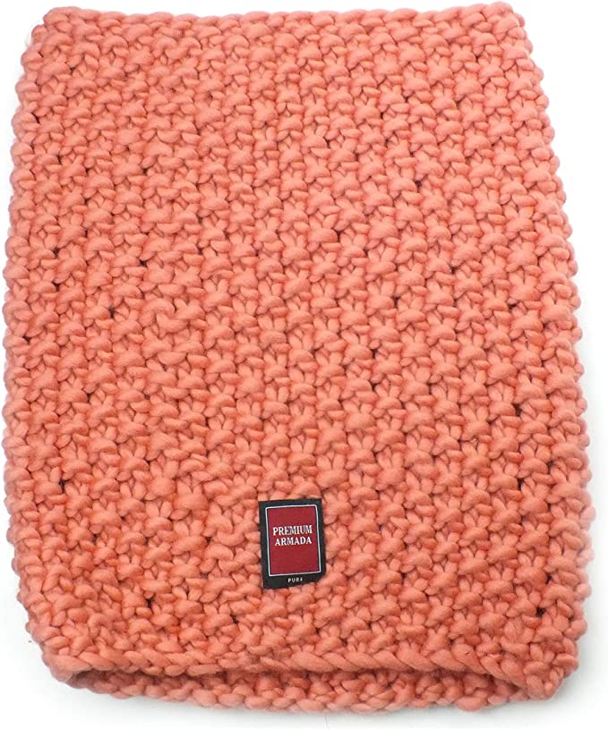 Wollschal Loop Snood Schurwolle koralle